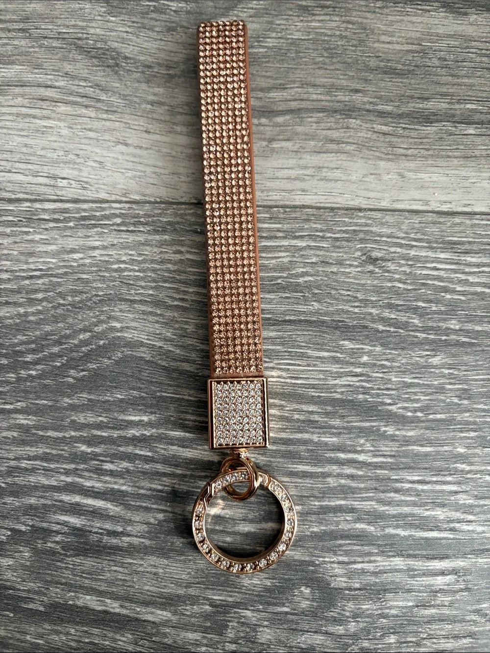 Rose Gold Crystal Wristlet Keychain